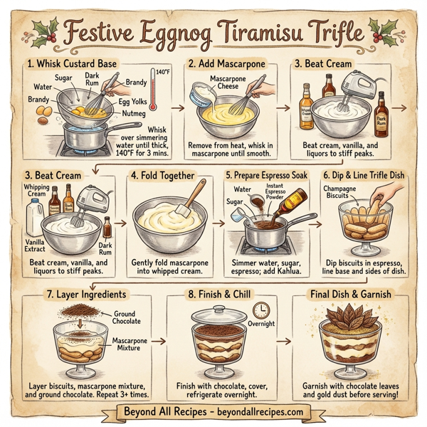 Festive Eggnog Tiramisu Trifle instructions
