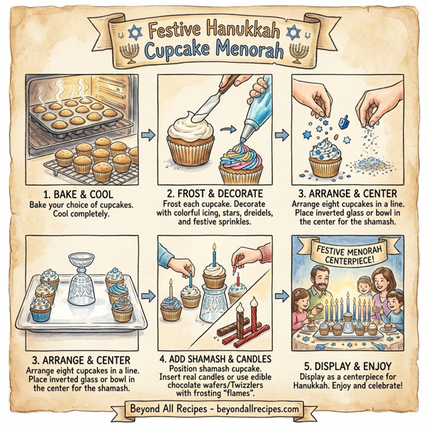 Festive Hanukkah Cupcake Menorah instructions
