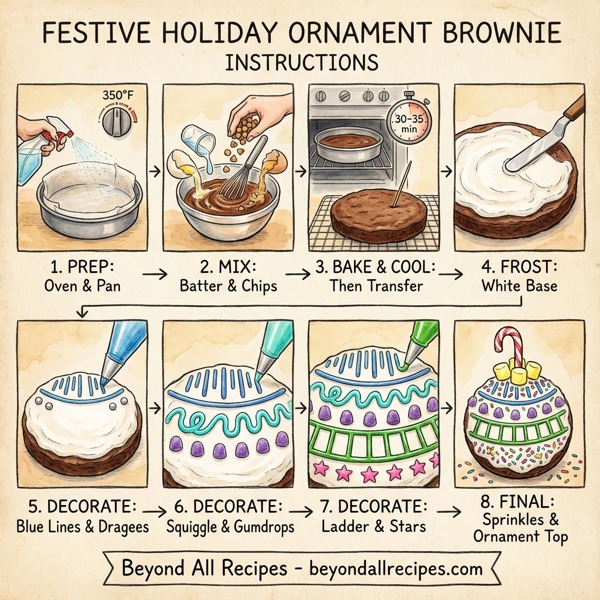 Festive Holiday Ornament Brownie instructions