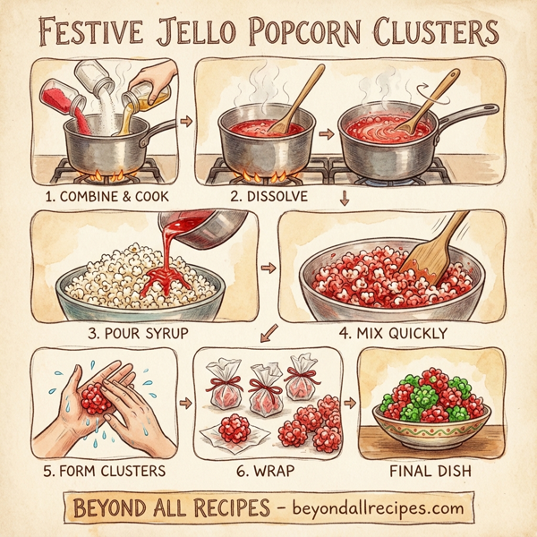 Festive Jello Popcorn Clusters instructions