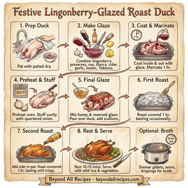 Festive Lingonberry-Glazed Roast Duck instructions