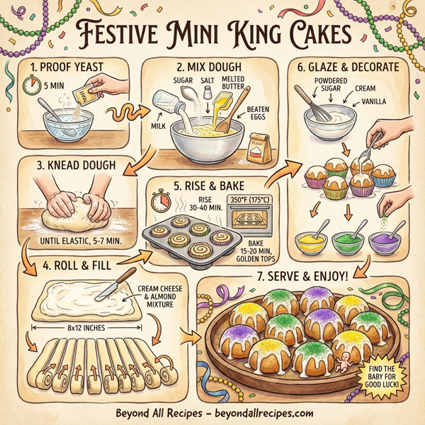 Festive Mini King Cakes instructions