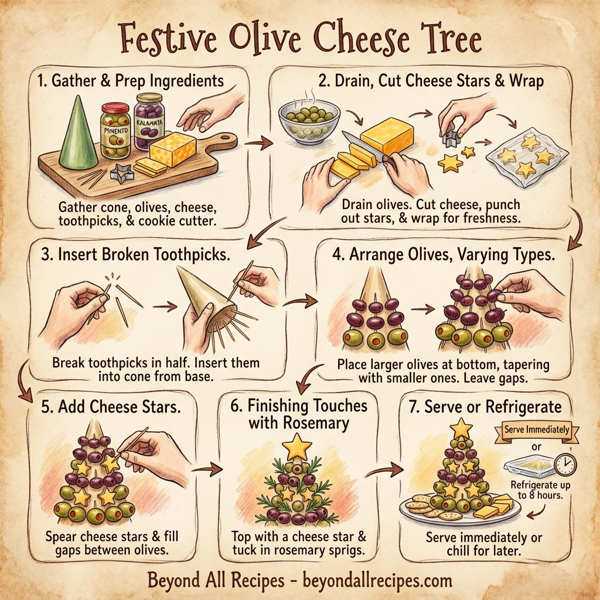 Festive Olive Cheese Tree instructions