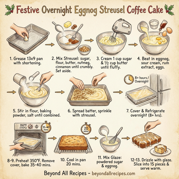 Festive Overnight Eggnog Streusel Coffee Cake instructions