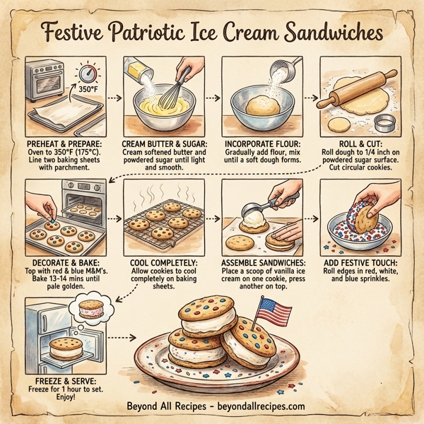 Festive Patriotic Ice Cream Sandwiches instructions