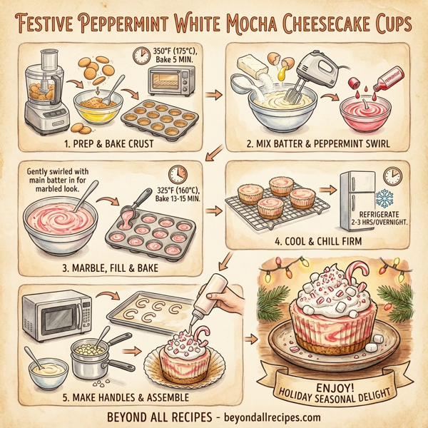 Festive Peppermint White Mocha Cheesecake Cups instructions