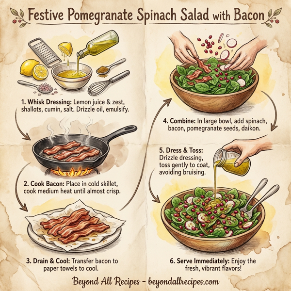 Festive Pomegranate Spinach Salad with Bacon instructions