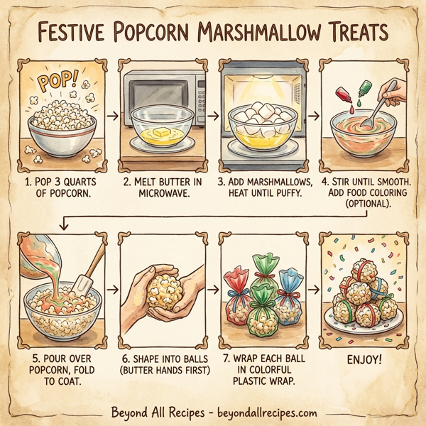 Festive Popcorn Marshmallow Treats instructions