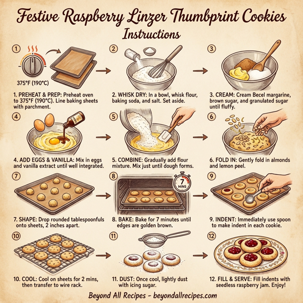 Festive Raspberry Linzer Thumbprint Cookies instructions