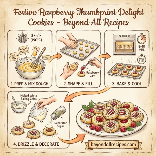 Festive Raspberry Thumbprint Delight Cookies instructions