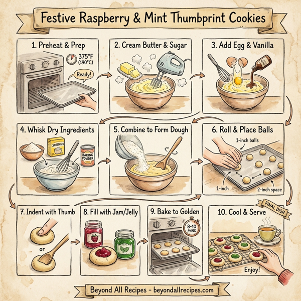 Festive Raspberry & Mint Thumbprint Cookies instructions