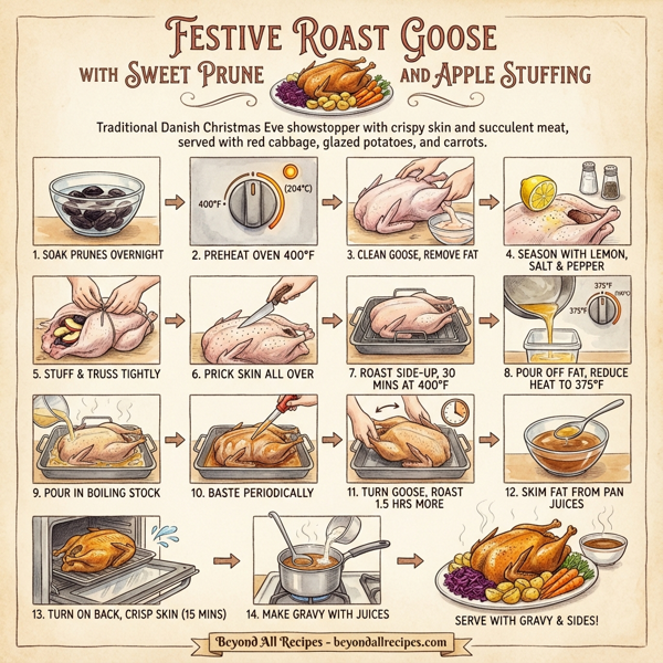 Festive Roast Goose with Sweet Prune and Apple Stuffing instructions