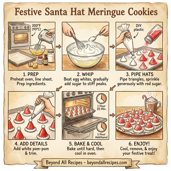 Festive Santa Hat Meringue Cookies instructions