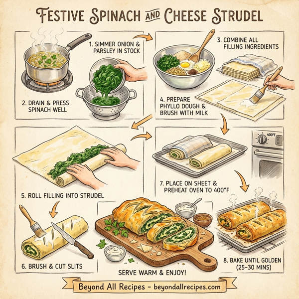 Festive Spinach and Cheese Strudel instructions