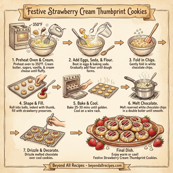 Festive Strawberry Cream Thumbprint Cookies instructions