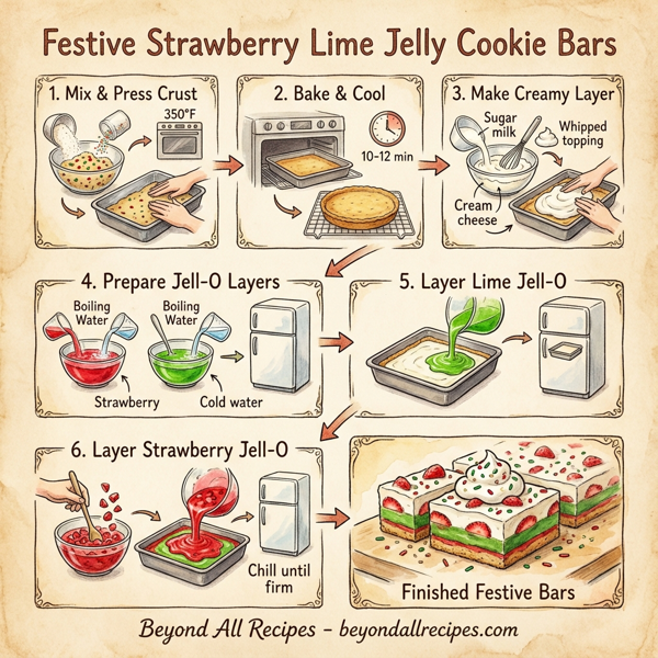 Festive Strawberry Lime Jelly Cookie Bars instructions