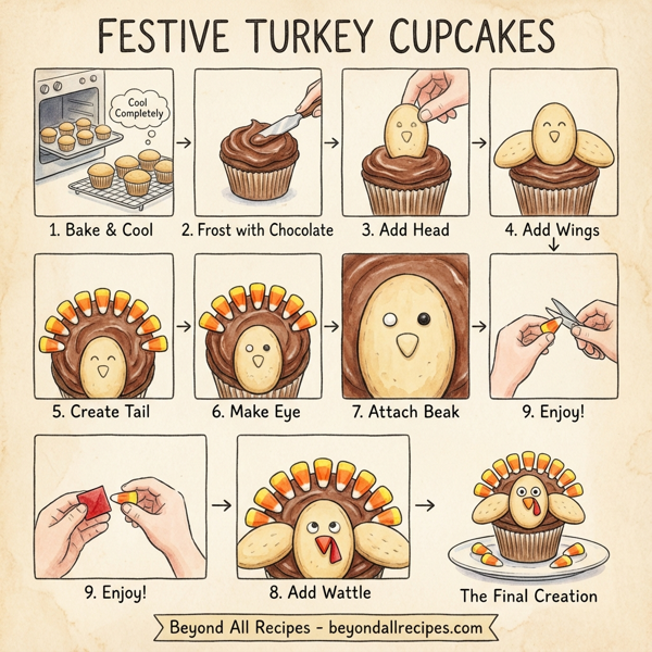 Festive Turkey Cupcakes instructions
