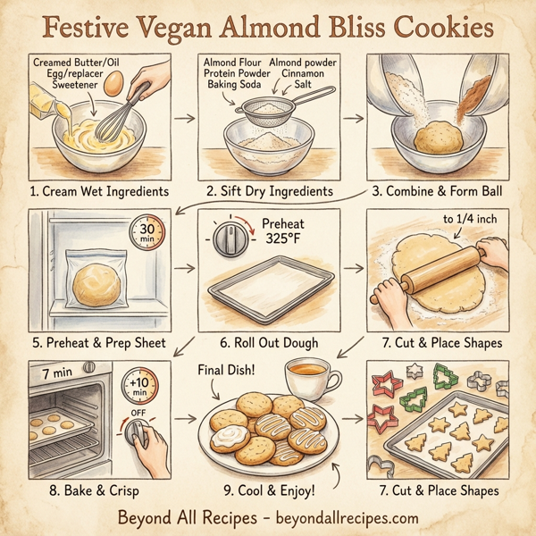 Festive Vegan Almond Bliss Cookies instructions