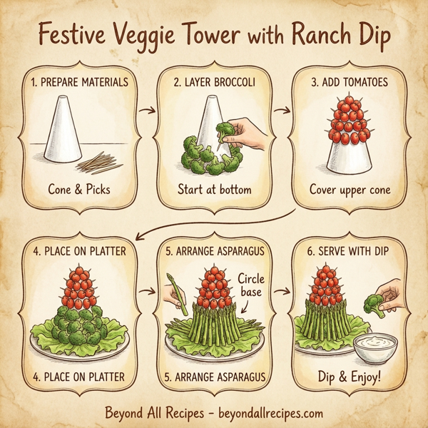 Festive Veggie Tower with Ranch Dip instructions