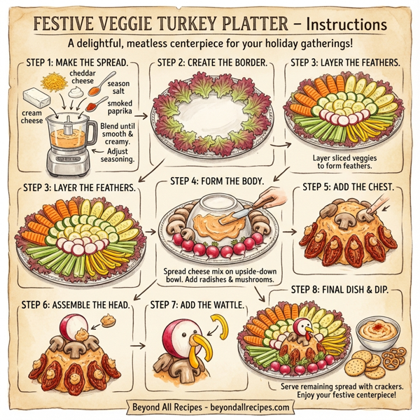 Festive Veggie Turkey Platter instructions