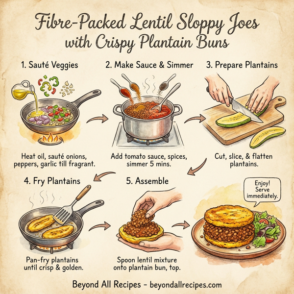 Fibre-Packed Lentil Sloppy Joes with Crispy Plantain Buns instructions