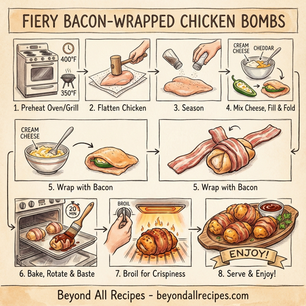 Fiery Bacon-Wrapped Chicken Bombs instructions