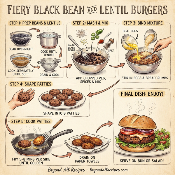 Fiery Black Bean and Lentil Burgers instructions
