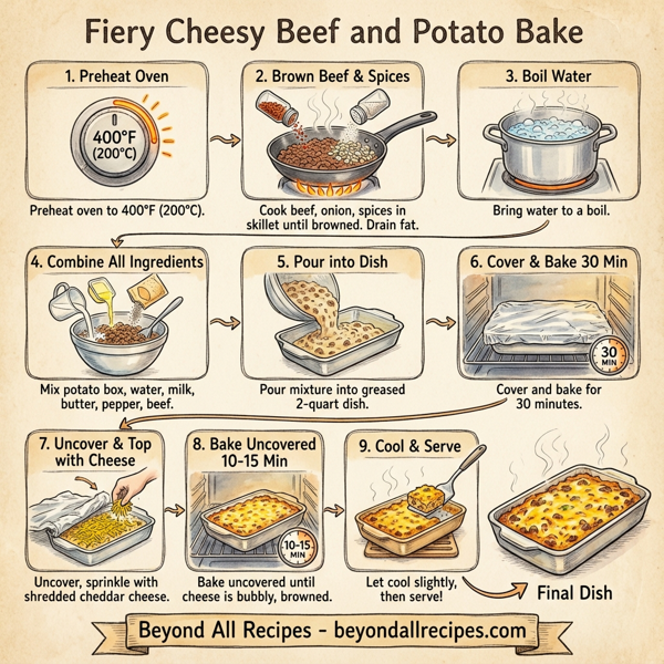 Fiery Cheesy Beef and Potato Bake instructions