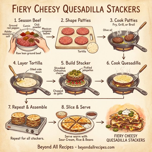 Fiery Cheesy Quesadilla Stackers instructions