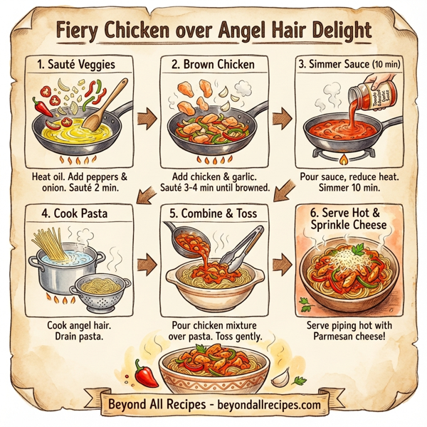 Fiery Chicken over Angel Hair Delight instructions