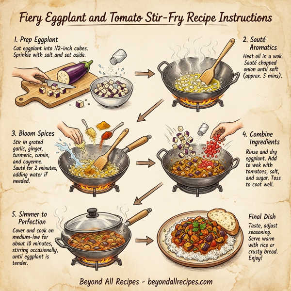 Fiery Eggplant and Tomato Stir-Fry instructions
