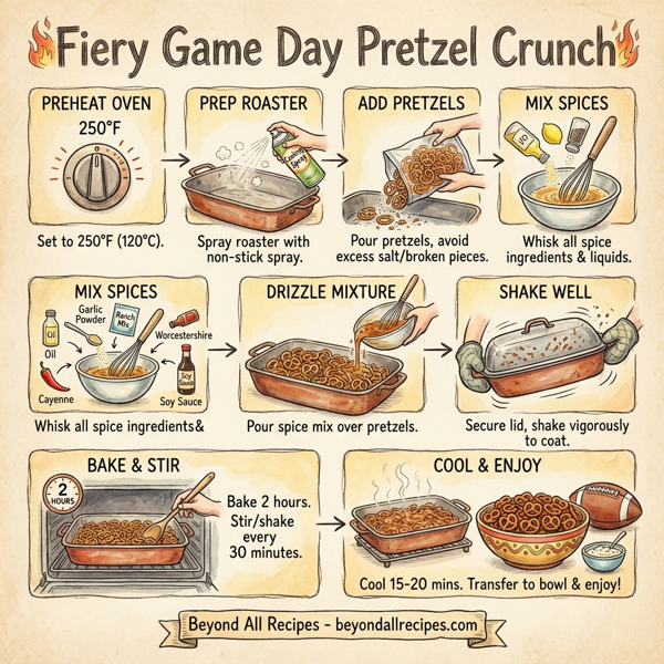 Fiery Game Day Pretzel Crunch instructions
