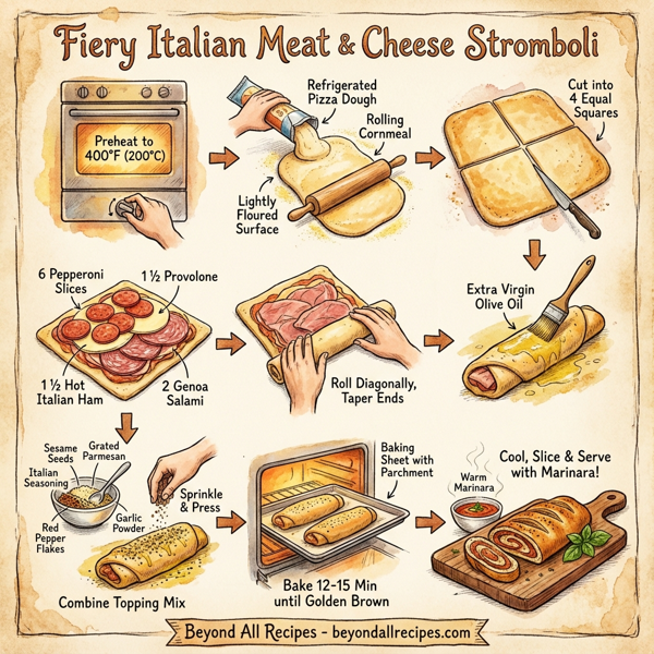 Fiery Italian Meat & Cheese Stromboli instructions