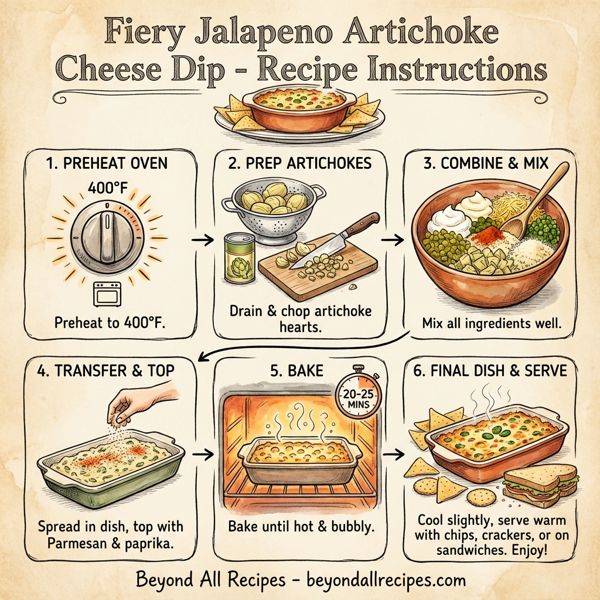 Fiery Jalapeno Artichoke Cheese Dip instructions
