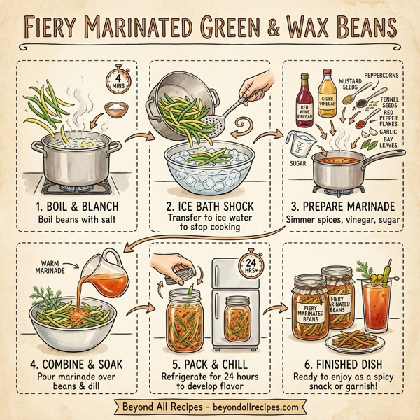 Fiery Marinated Green and Wax Beans instructions