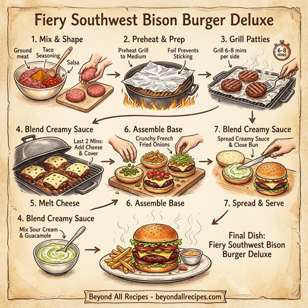 Fiery Southwest Bison Burger Deluxe instructions