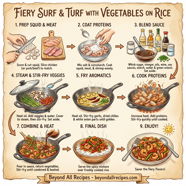 Fiery Surf & Turf with Vegetables on Rice instructions