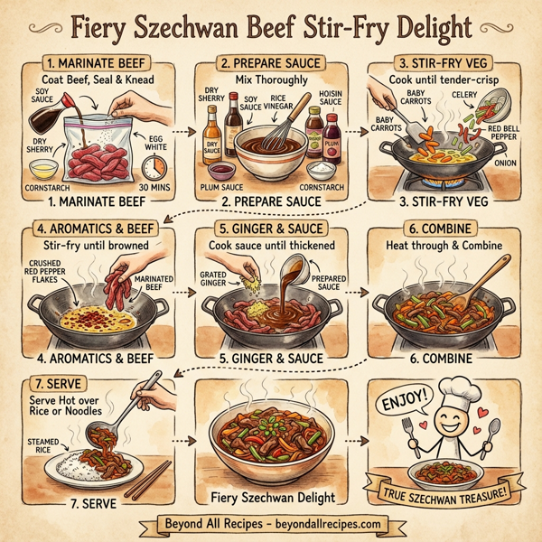 Fiery Szechwan Beef Stir-Fry Delight instructions