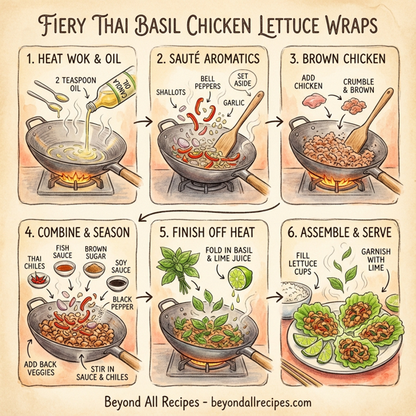 Fiery Thai Basil Chicken Lettuce Wraps instructions