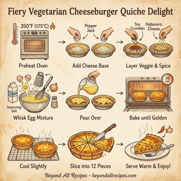 Fiery Vegetarian Cheeseburger Quiche Delight instructions