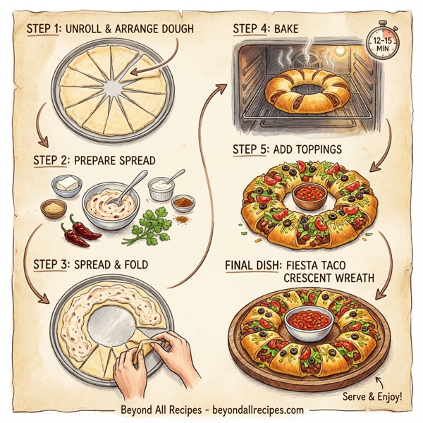 Fiesta Taco Crescent Wreath instructions