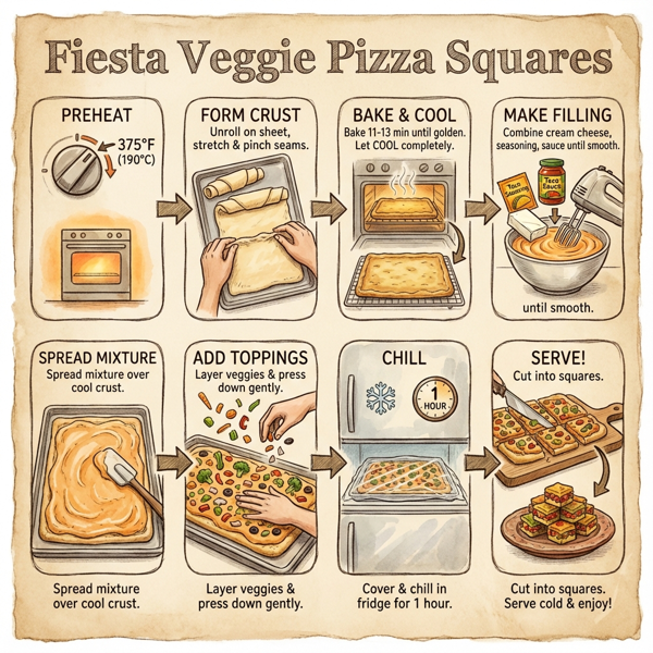 Fiesta Veggie Pizza Squares instructions