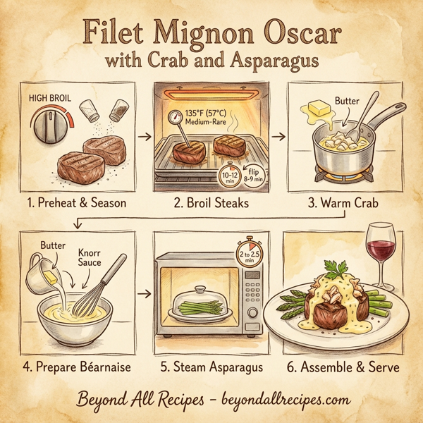 Filet Mignon Oscar with Crab and Asparagus instructions
