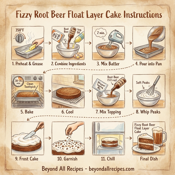 Fizzy Root Beer Float Layer Cake instructions
