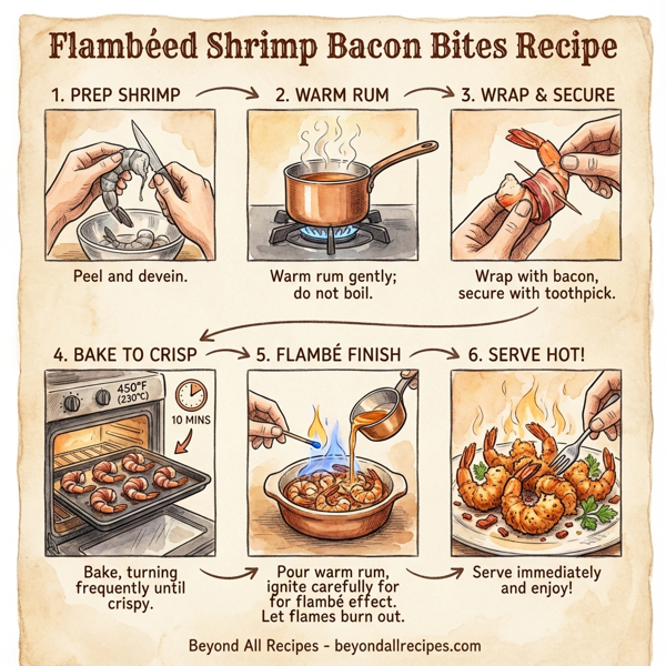Flambéed Shrimp Bacon Bites instructions