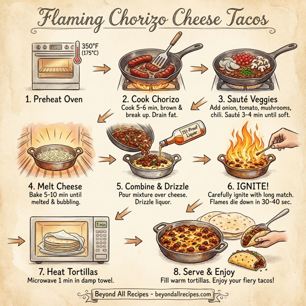 Flaming Chorizo Cheese Tacos instructions