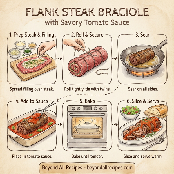 Flank Steak Braciole with Savory Tomato Sauce instructions