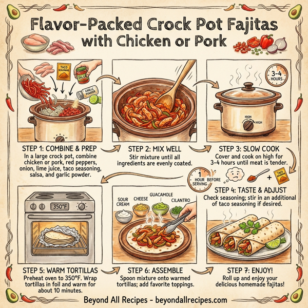 Flavor-Packed Crock Pot Fajitas with Chicken or Pork instructions