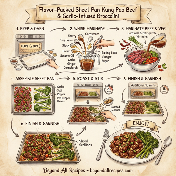 Flavor-Packed Sheet Pan Kung Pao Beef with Garlic-Infused Broccolini instructions