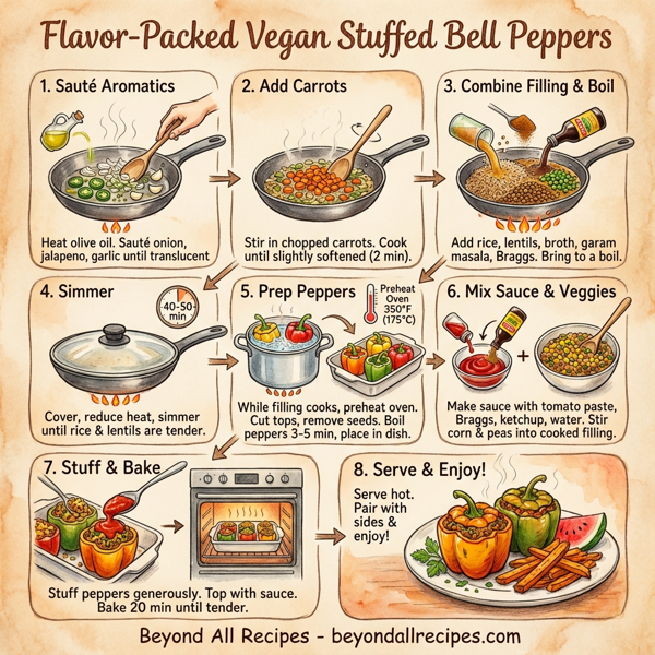 Flavor-Packed Vegan Stuffed Bell Peppers instructions
